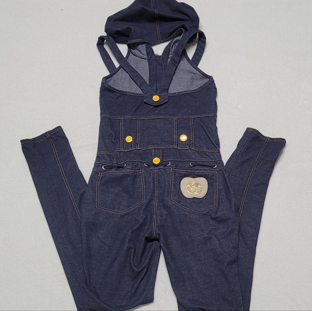 Rare Vintage Y2K Apple Bottom Jeans Hooded Halter Half-Zip Tie-Waist Jumpsuit L - Picture 8 of 13